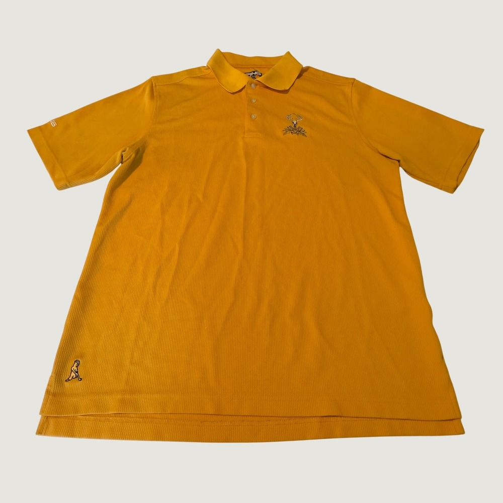 Ping Performance Mens Yellow Tobacco Road Golf Polo Shirt Size Large L/G